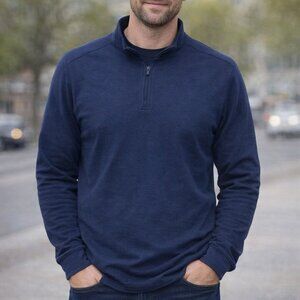 Bonobos Quarter Zip Pullover Men’s XL Navy Long Sleeve Casual Layer Poly/Cotton